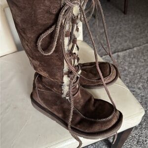 Stylish Brown Lace-Up Women's Ugg Boots